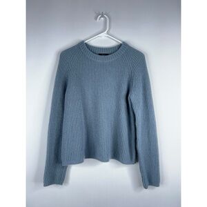 Quince Mongolian Cashmere Fisherman Crewneck Sweater Dusty Blue Scandi Minimal